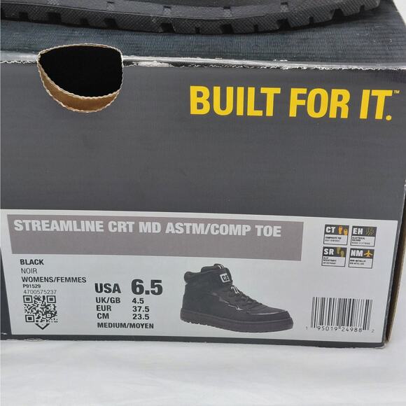 Caterpillar Womens Work Boots Size 6.5 Black Composite Toe Slip Resistant Safety - Picture 2 of 14